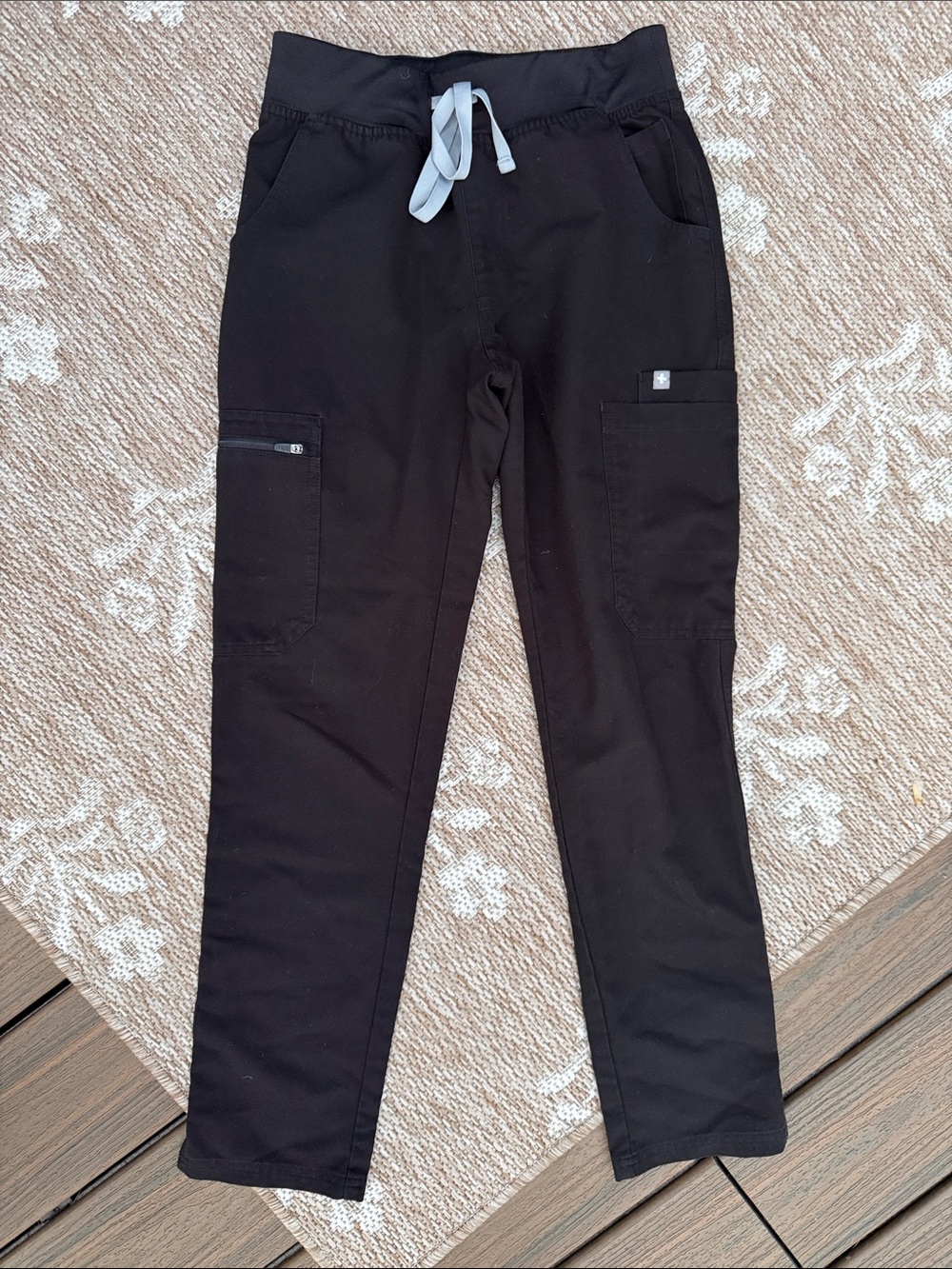 Figs  Black Jogger Pants with Gray Drawstring